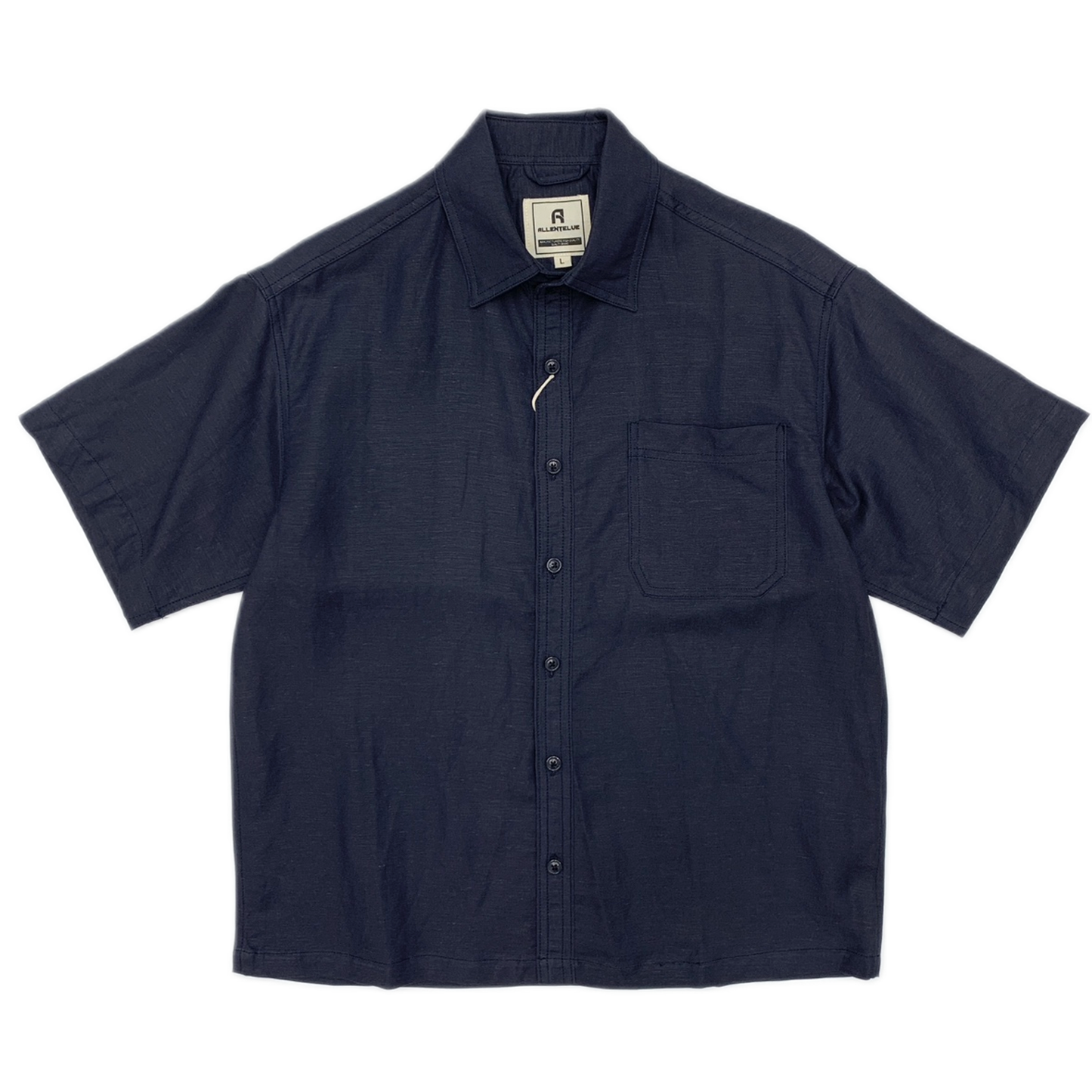 Camisa de lino hombre color azul marino