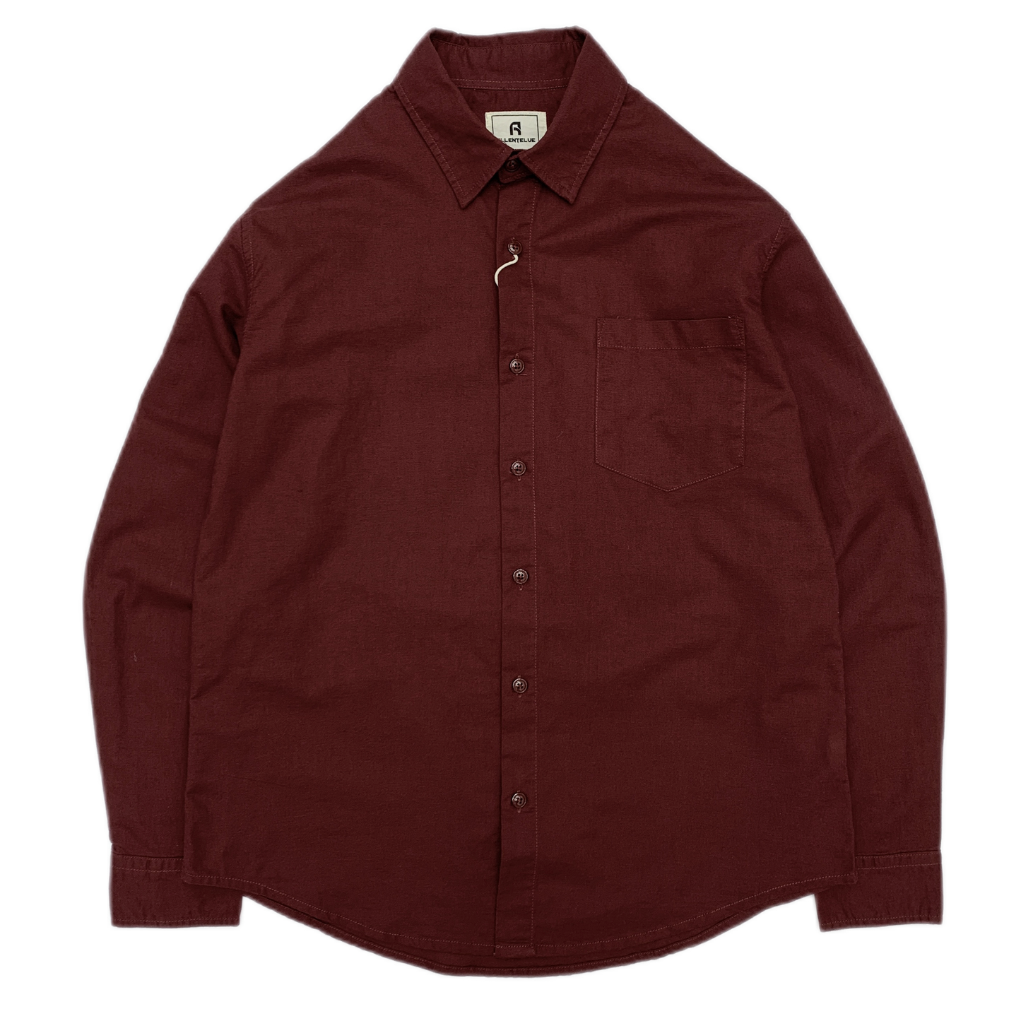 Camisa de algodón hombre color rojo vino