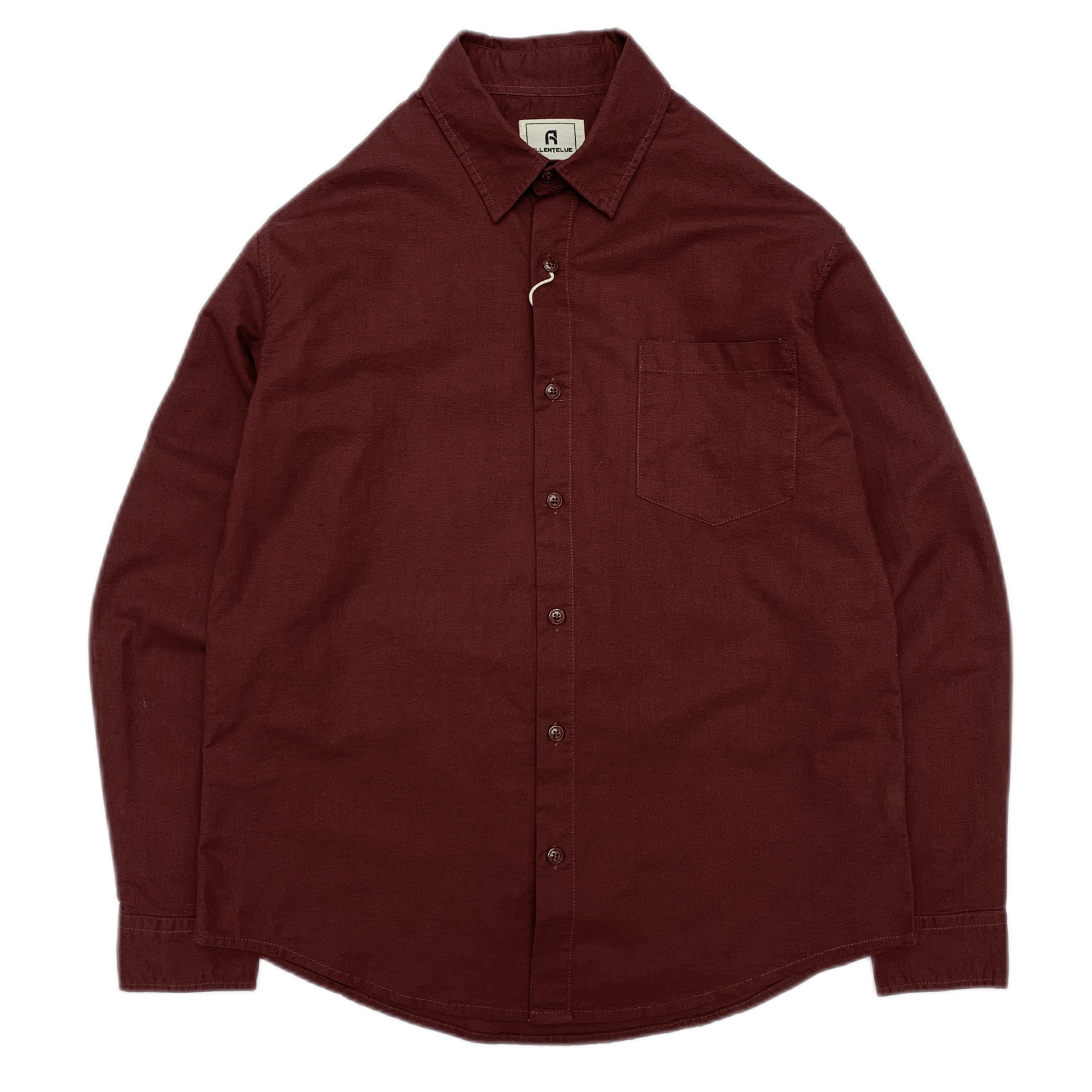 Camisa de algodón hombre color rojo vino