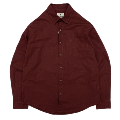 Camisa de algodón hombre color rojo vino
