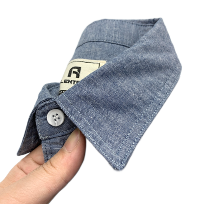 Camisa de algodón hombre color azul grisáceo oscuro