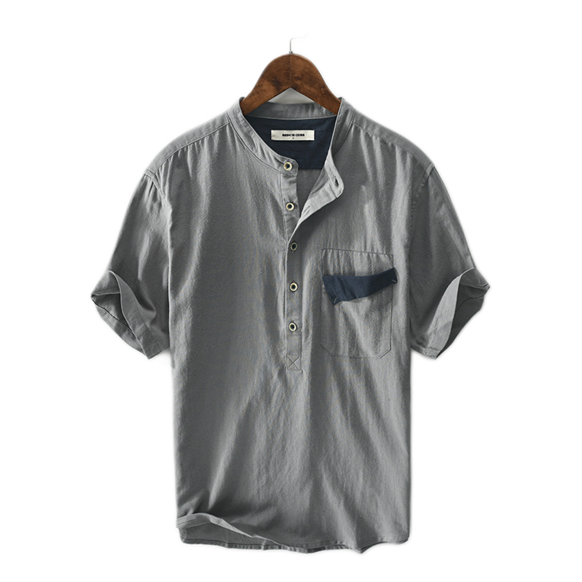 Camisa pullover de lino hombre color gris