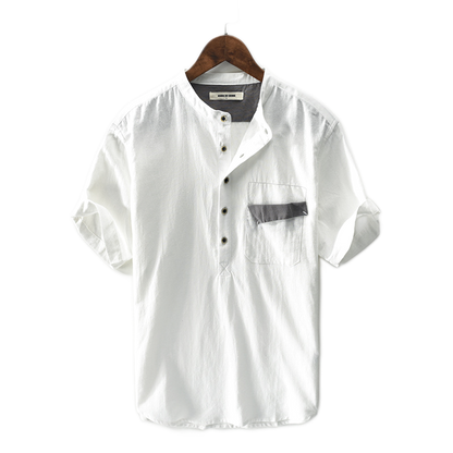 Camisa pullover de lino hombre color blanco