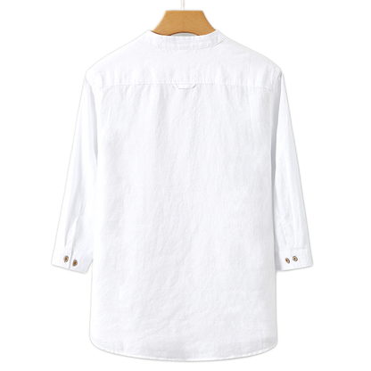 Camisa de lino hombre, cuello mao