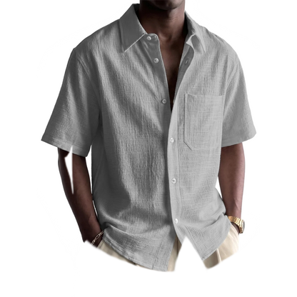 Camisa de algodón hombre color gris, con bolsillo