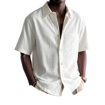 Camisa de algodón hombre color blanco, con bolsillo