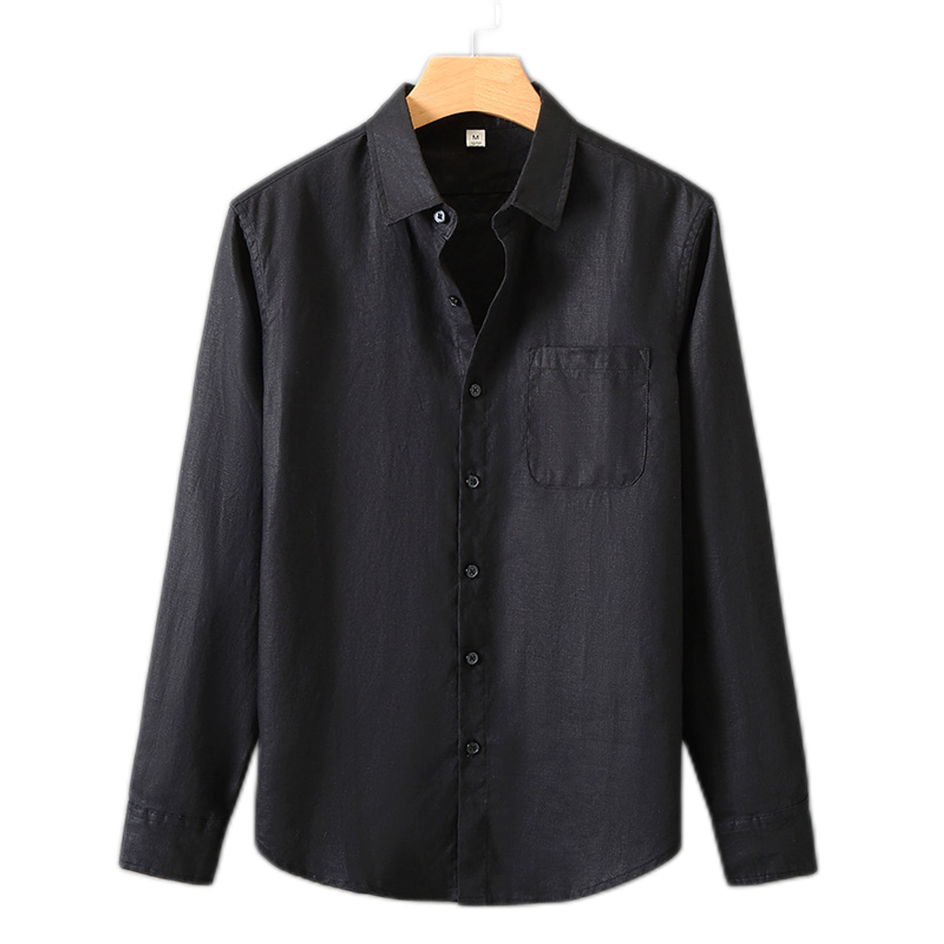 Camisa de lino hombre color negro