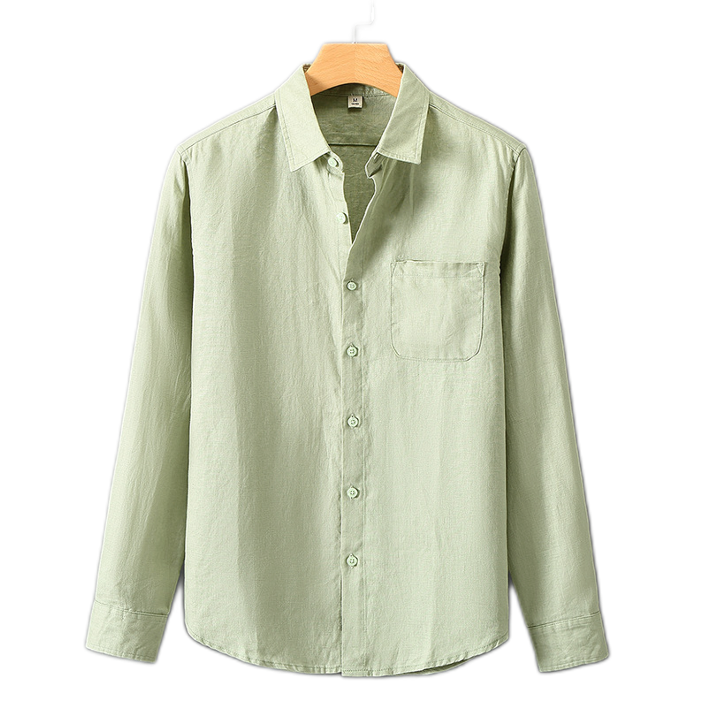 Camisa de lino hombre color verde claro