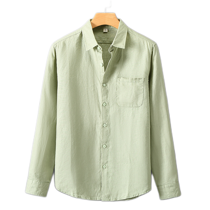 Camisa de lino hombre color verde claro