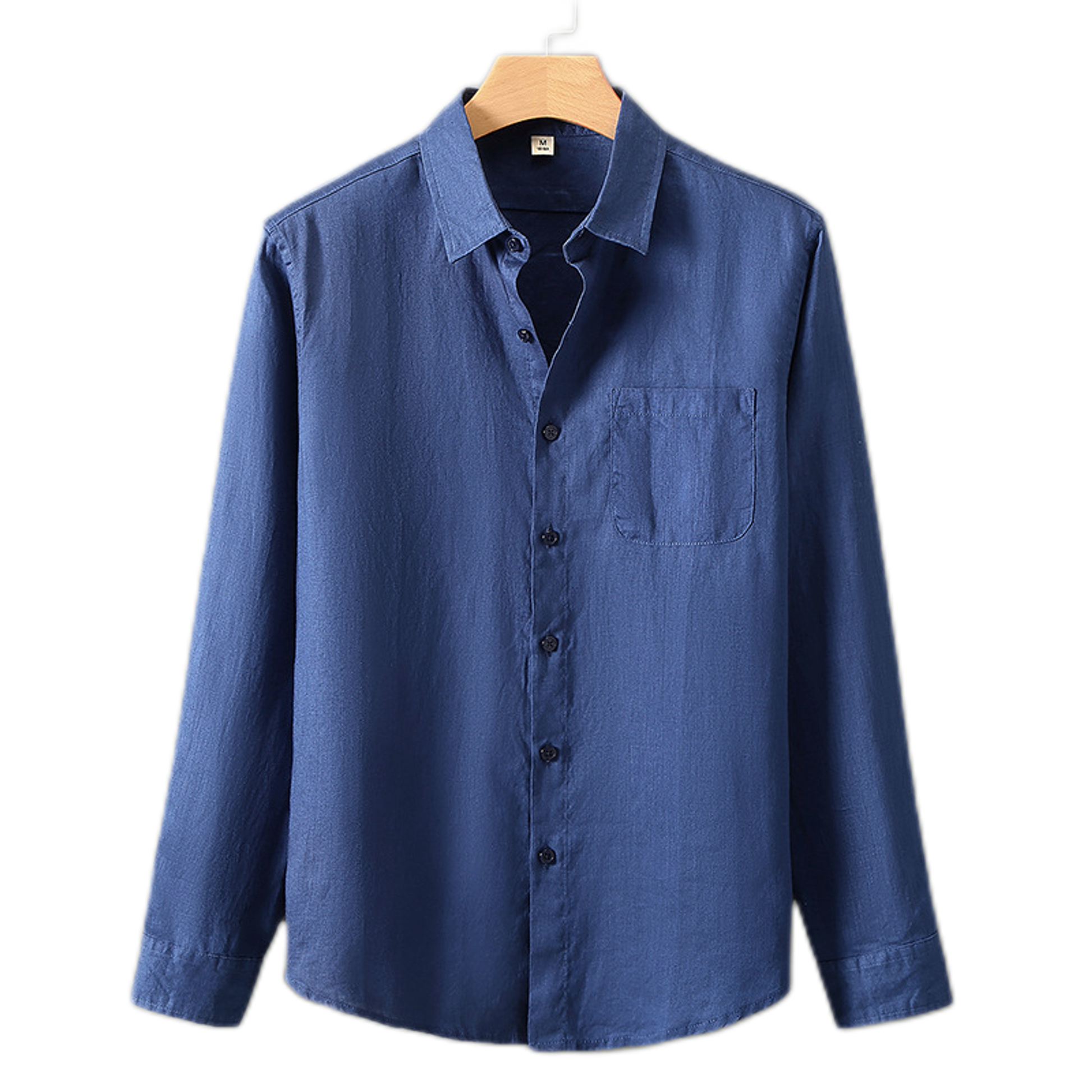 Camisa de lino hombre color azul zafiro claro
