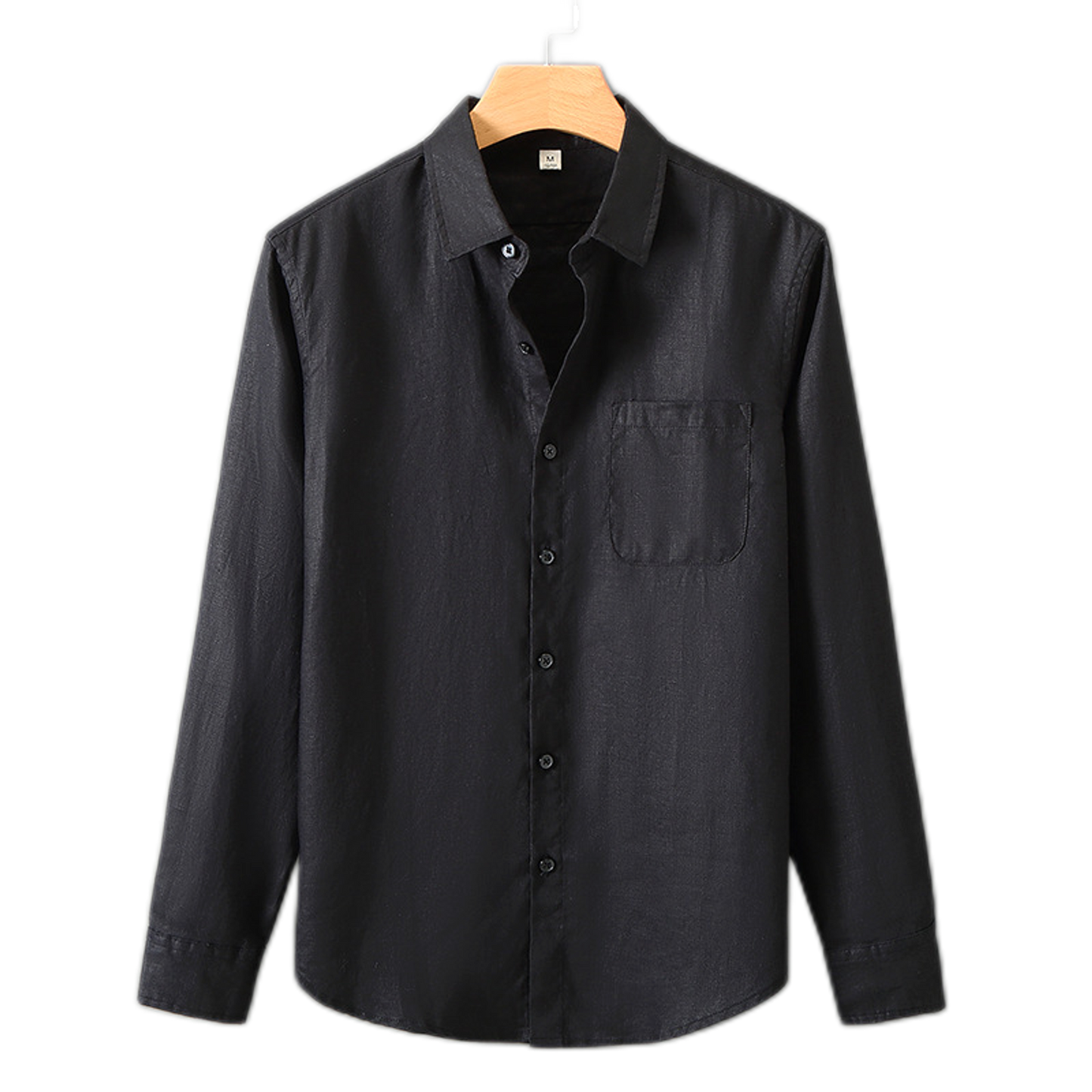 Camisa de lino hombre color negro