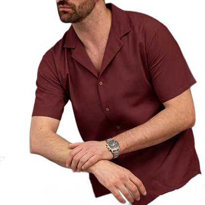 Camisa de algodón hombre, manga corta