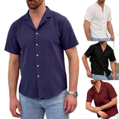 Camisa de algodón hombre, manga corta