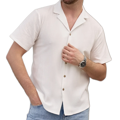 Camisa de algodón hombre color blanco