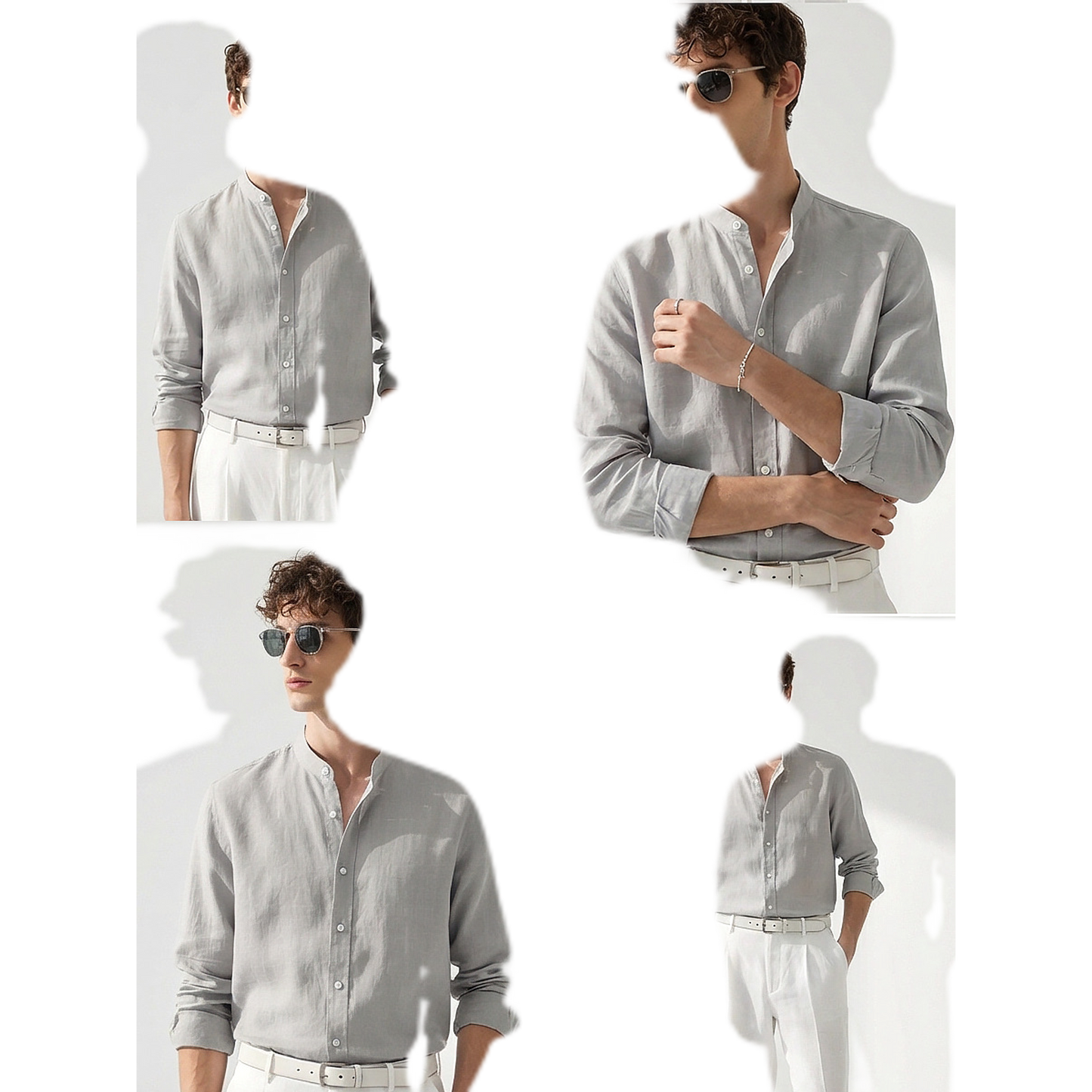 Camisa de lino hombre color gris