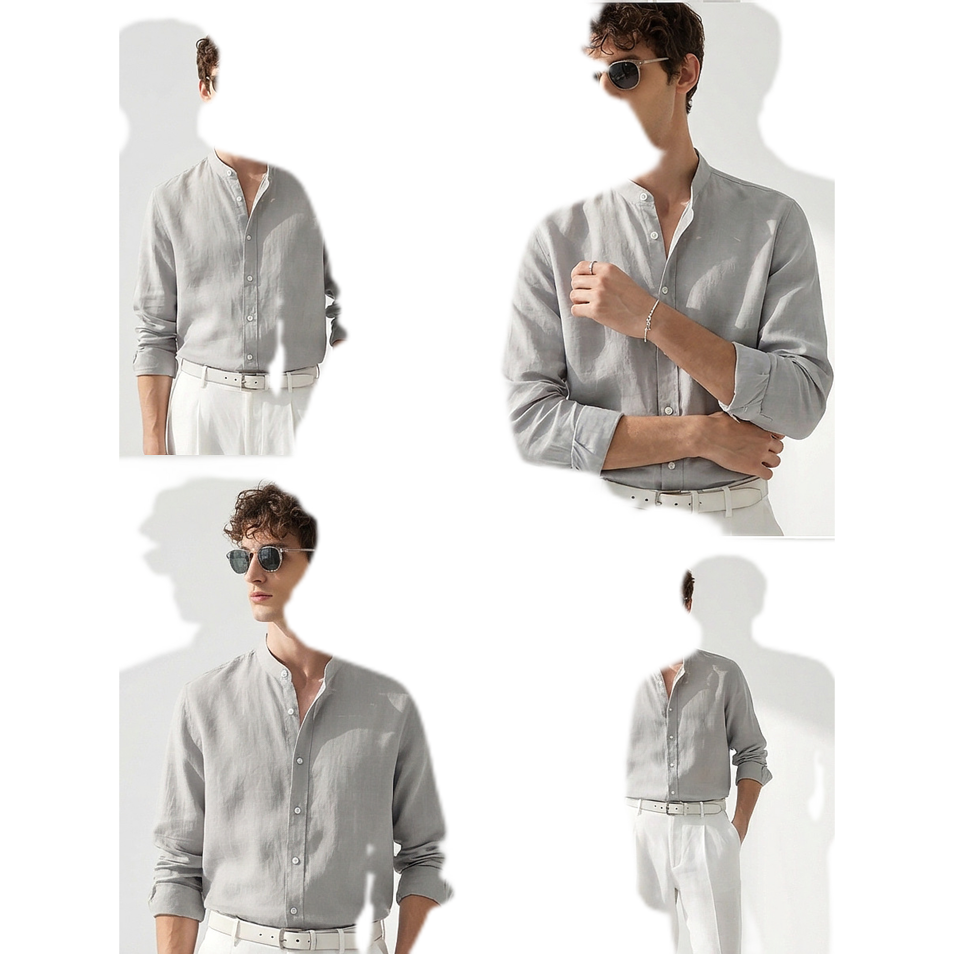 Camisa de lino hombre color gris
