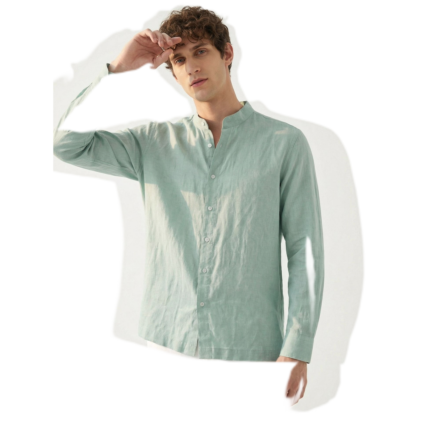 Camisa de lino hombre color verde menta
