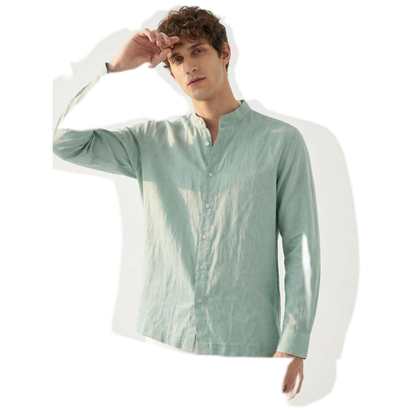 Camisa de lino hombre color verde menta
