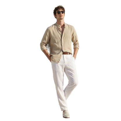Camisa de lino hombre color crudo
