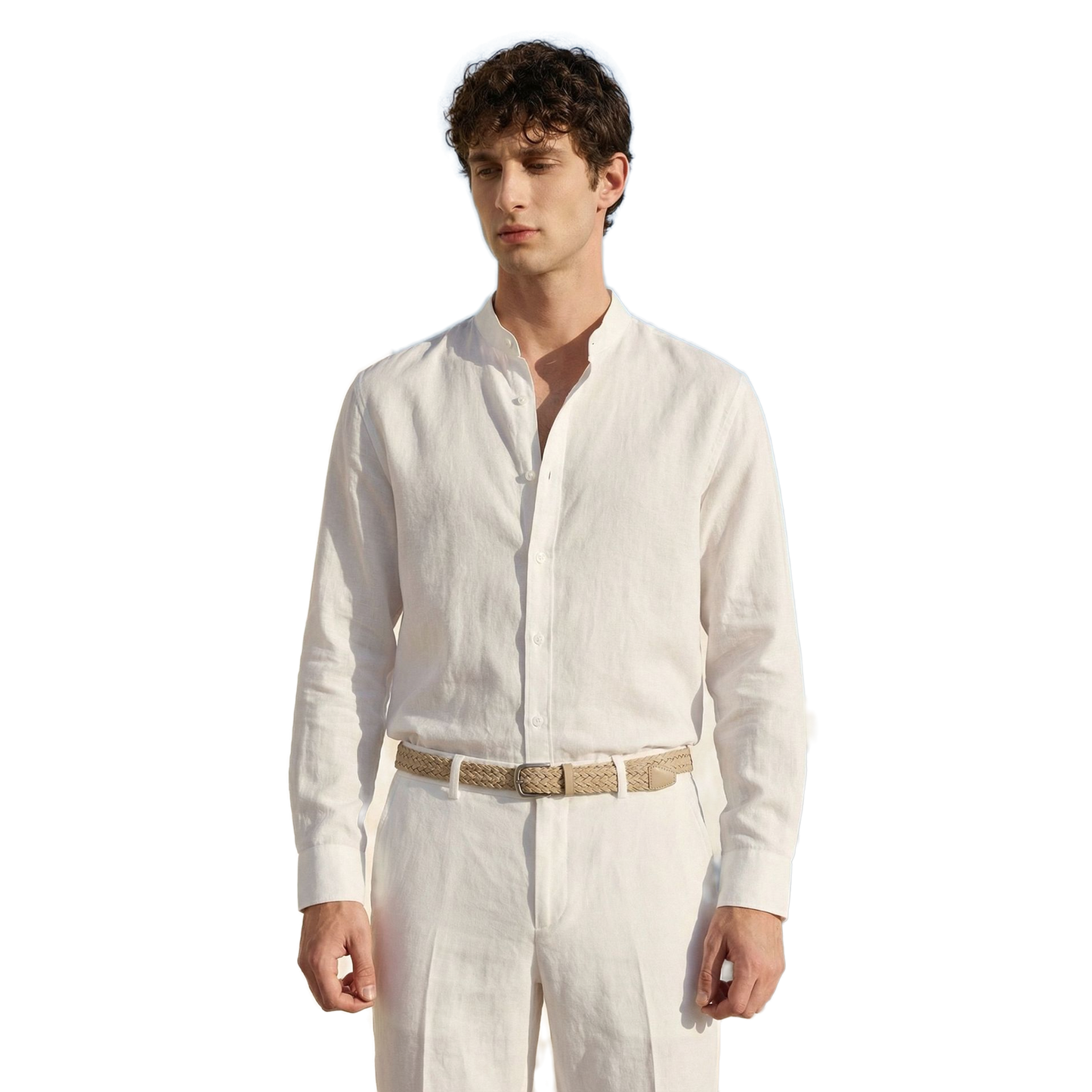 Camisa de lino hombre color blanco