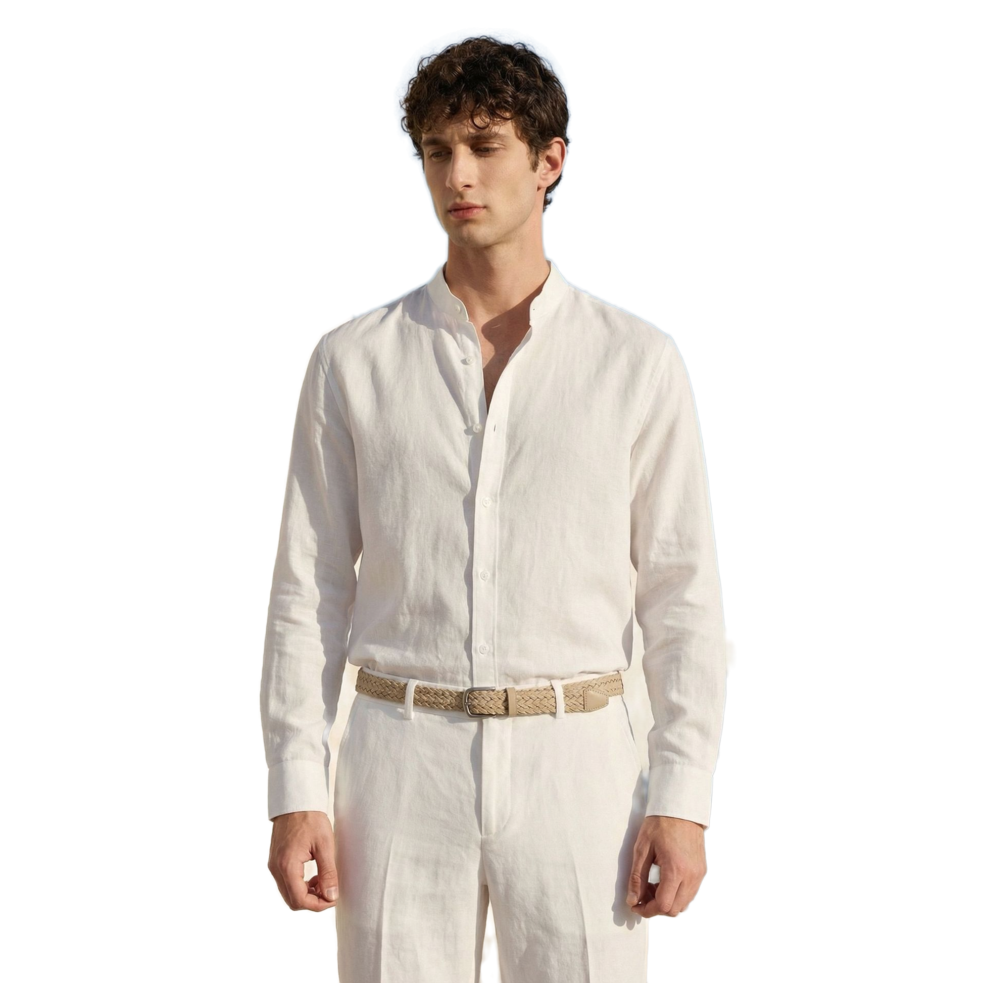 Camisa de lino hombre color blanco