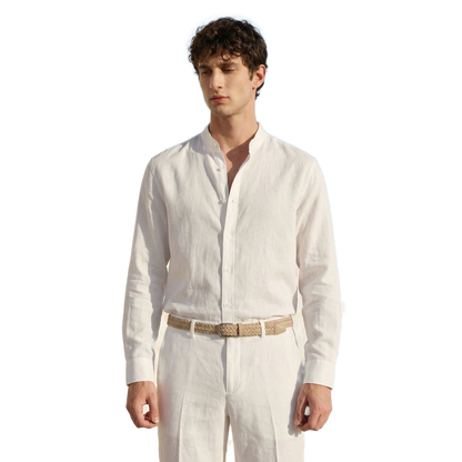 Camisa de lino hombre color blanco