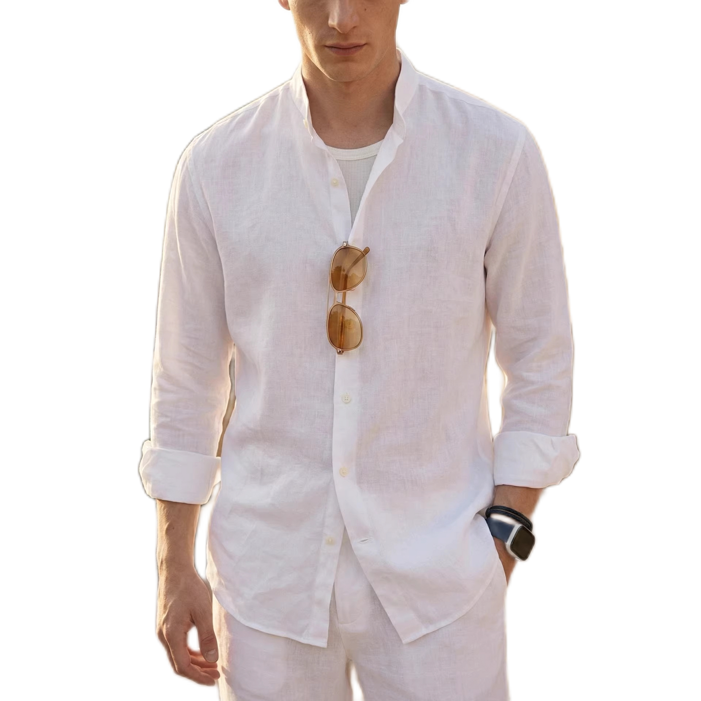 Camisa de lino hombre, corte suelto