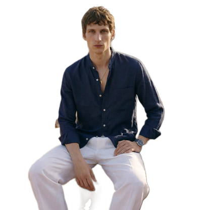 Camisa de lino hombre, corte suelto