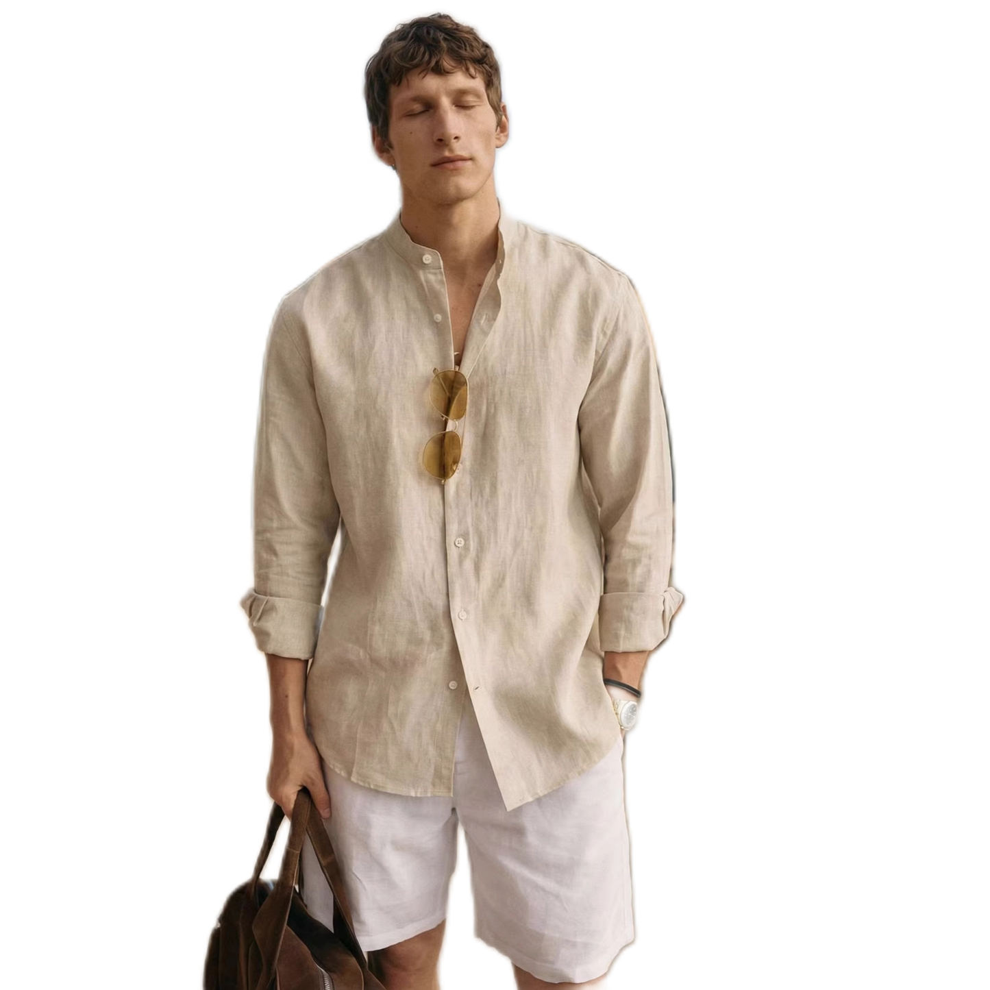 Camisa de lino hombre, corte suelto