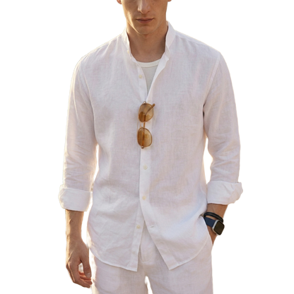 Camisa de lino hombre color blanco