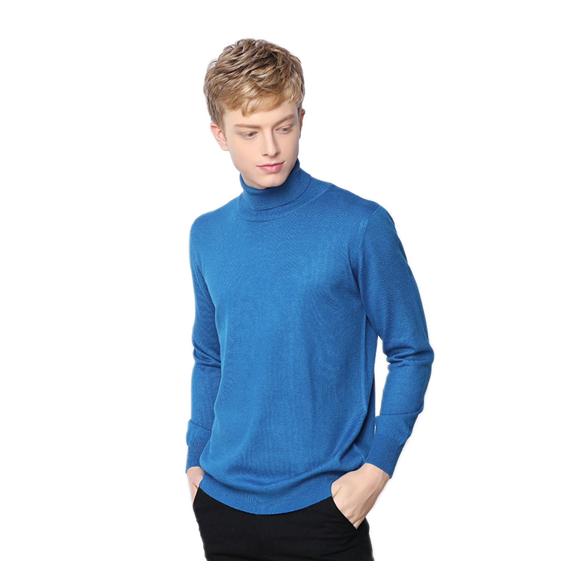 Sweater de cashmere hombre color azul