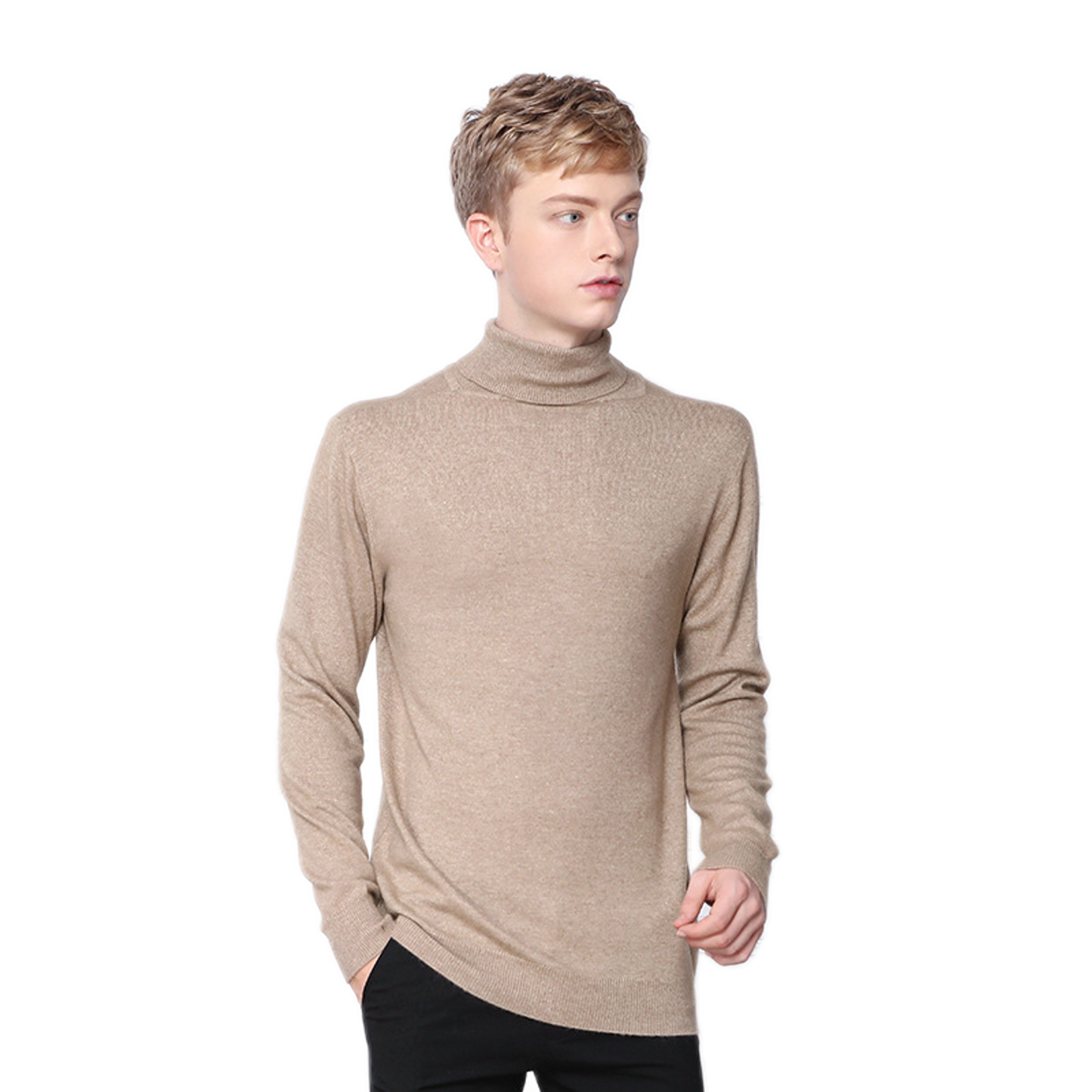 Sweater de cashmere hombre color camel