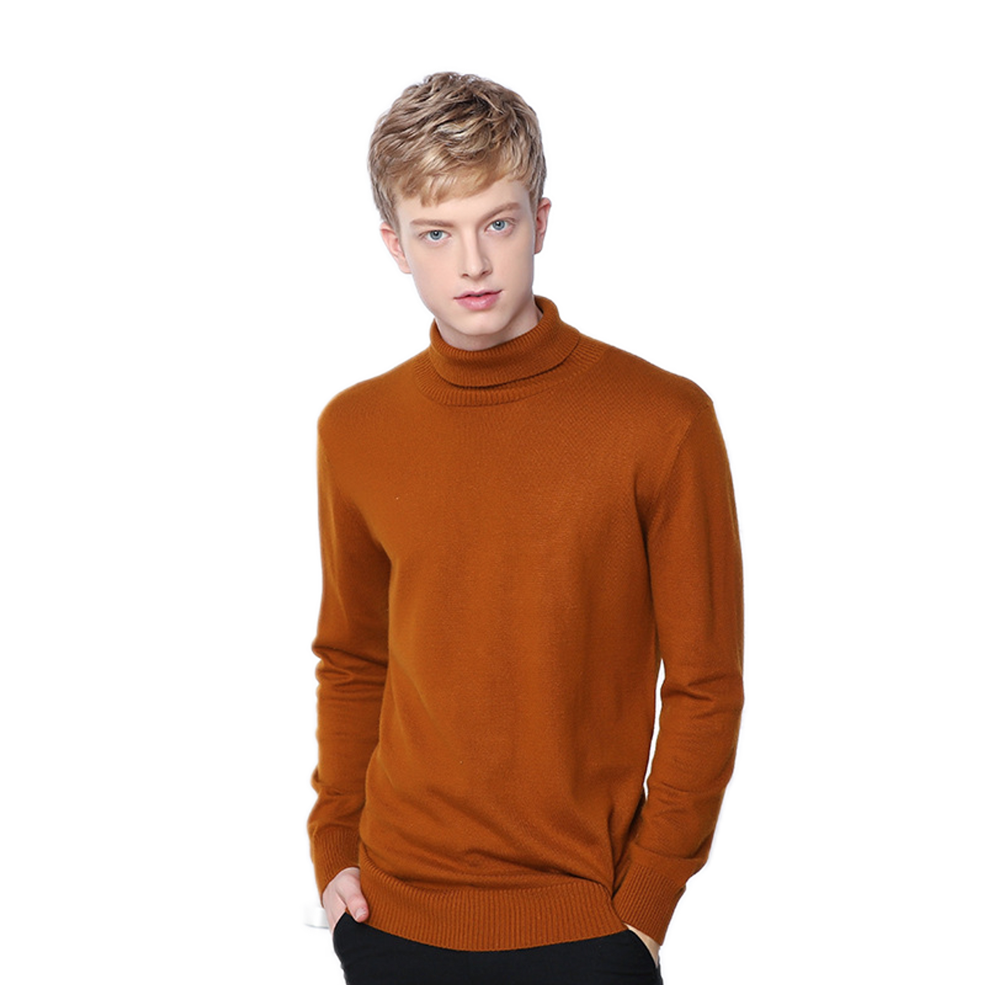 Sweater de cashmere hombre color caramelo