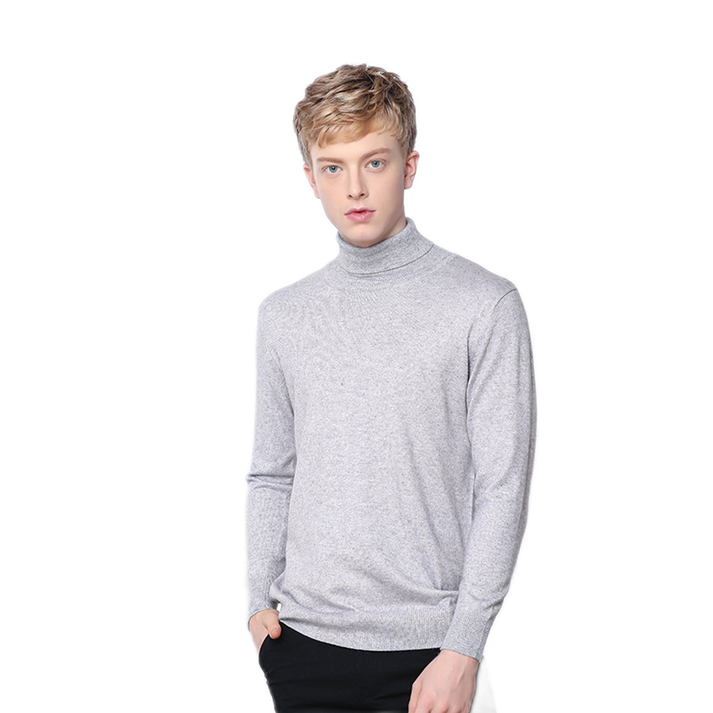 Sweater de cashmere hombre color gris claro