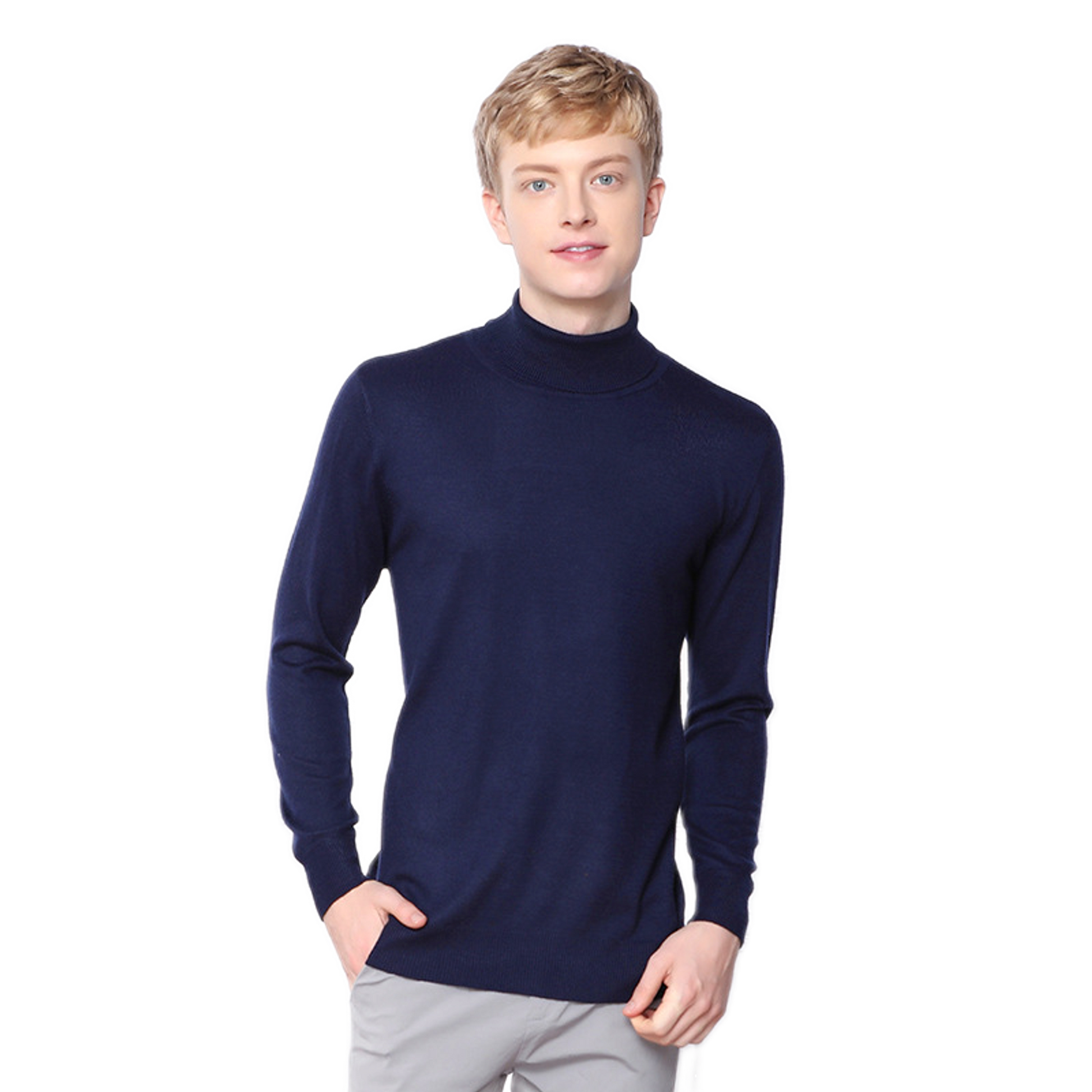 Sweater de cashmere hombre color azul marino