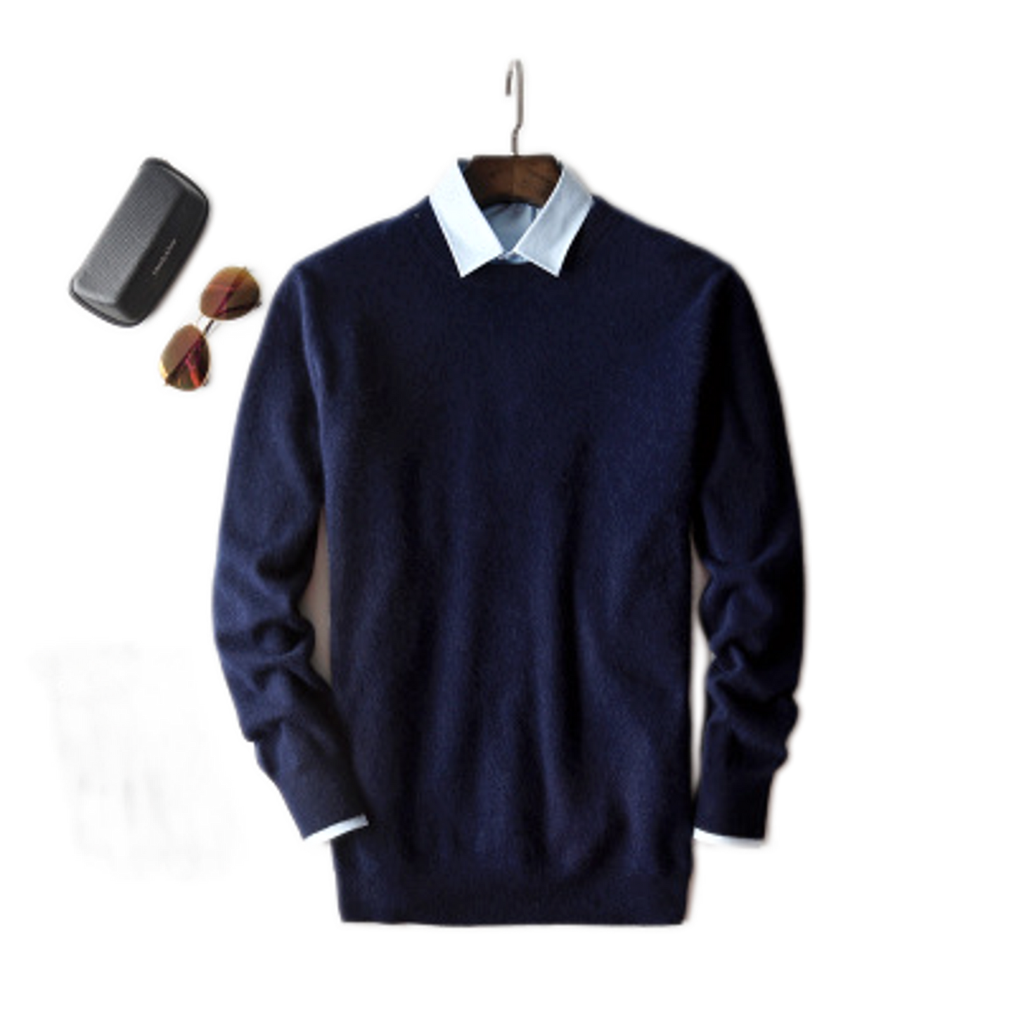 Sweater de cashmere hombre color azul oscuro