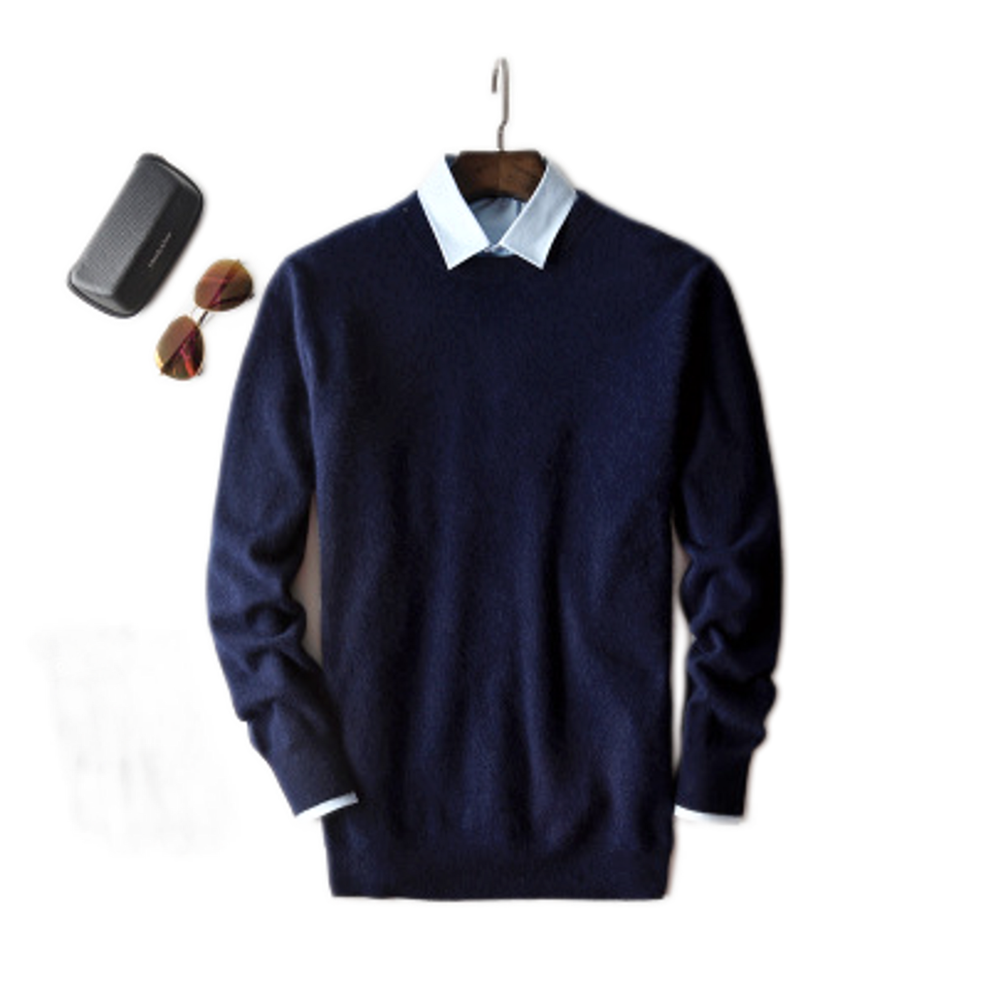 Sweater de cashmere hombre color azul oscuro