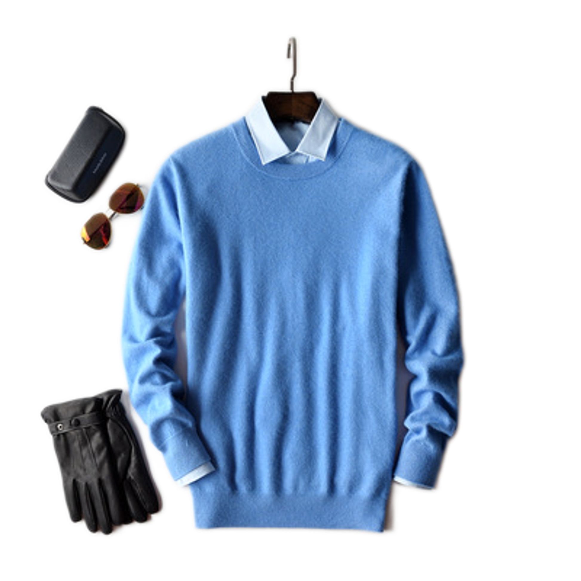 Sweater de cashmere hombre color celeste