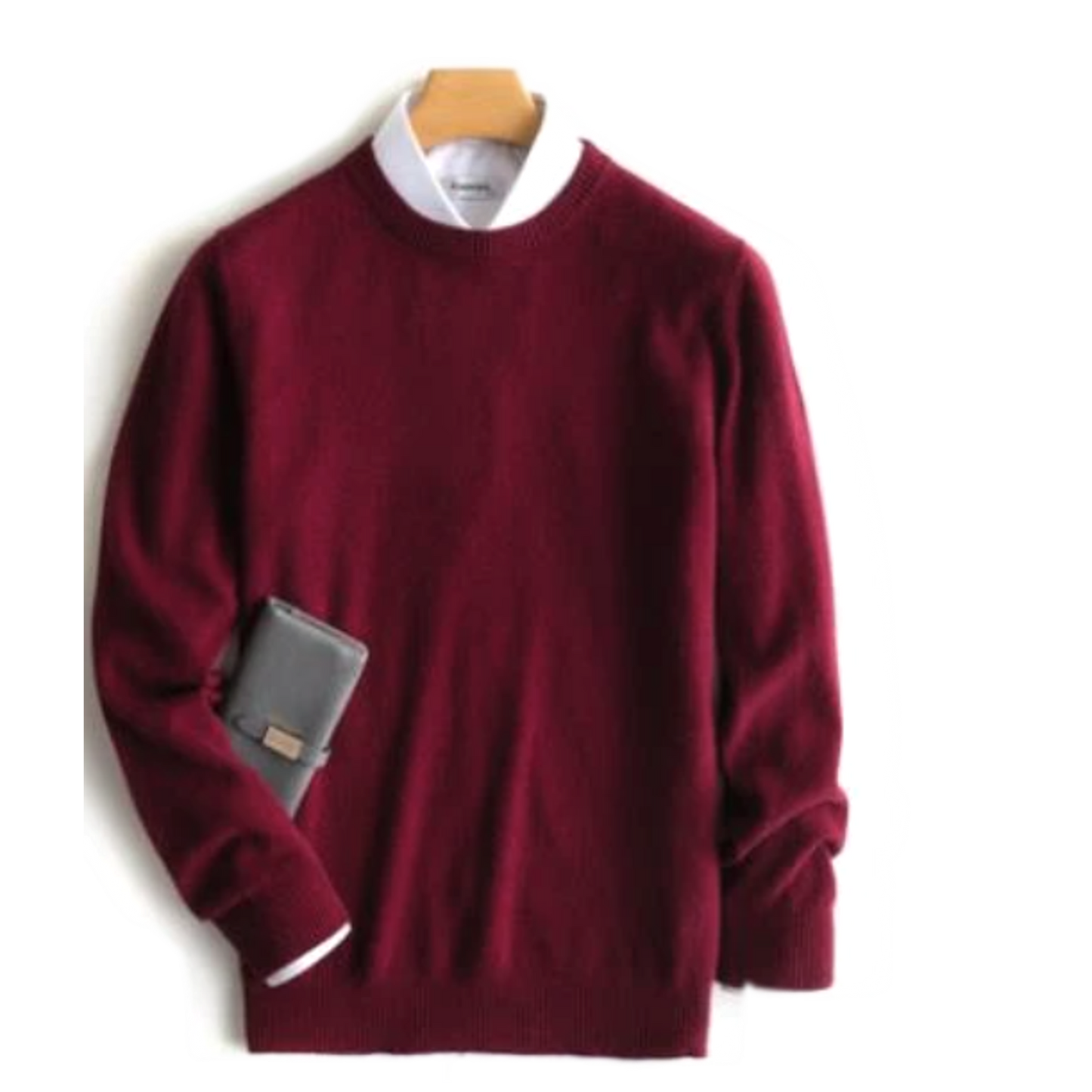Sweater de cashmere hombre color rojo óxido