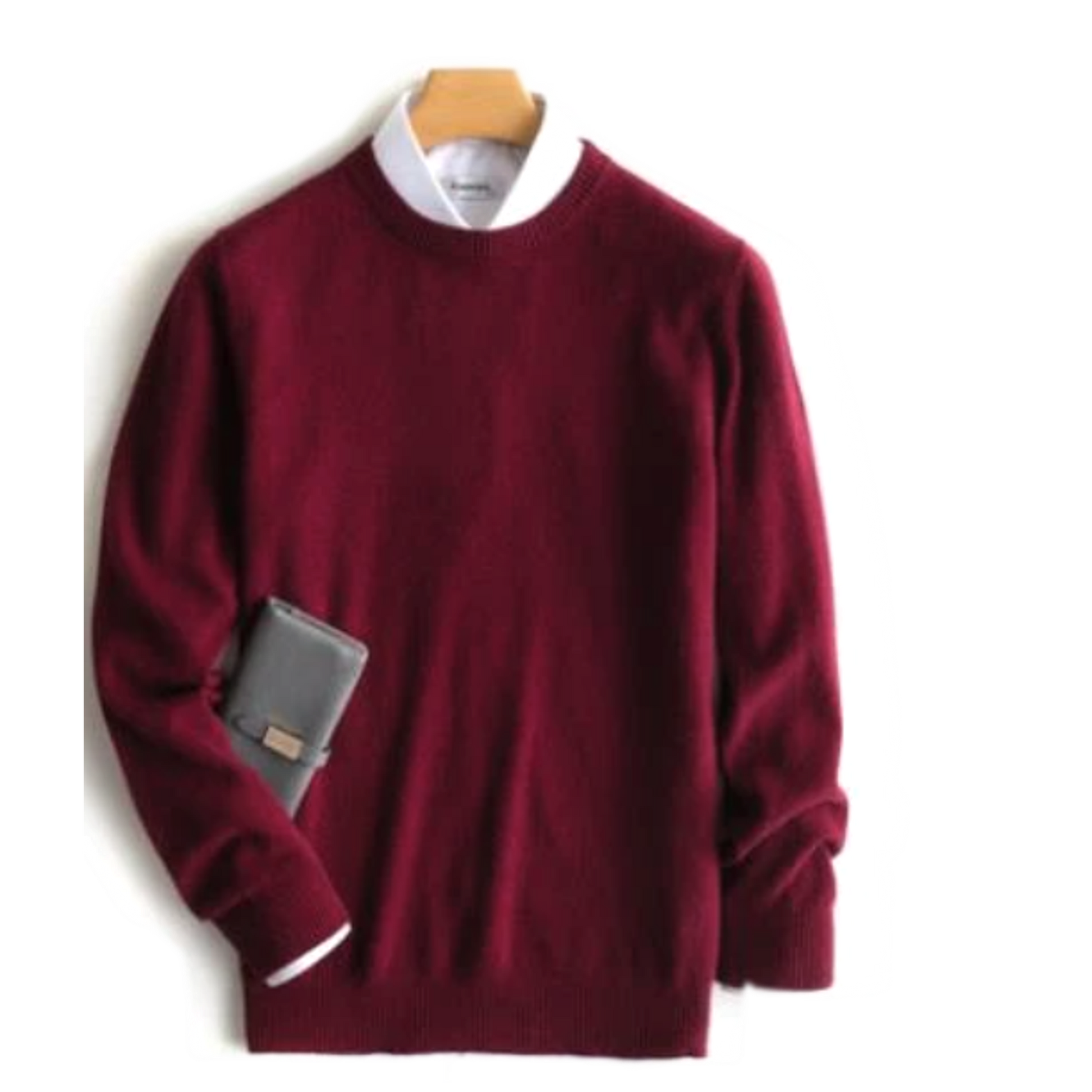 Sweater de cashmere hombre color rojo óxido
