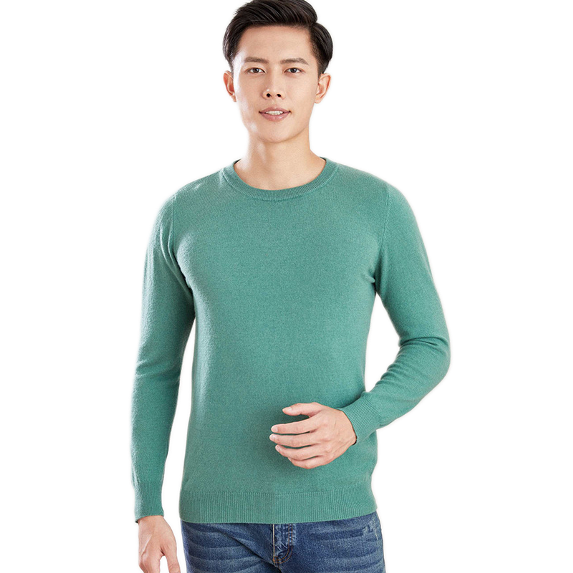 Sweater de lana hombre color verde turquesa