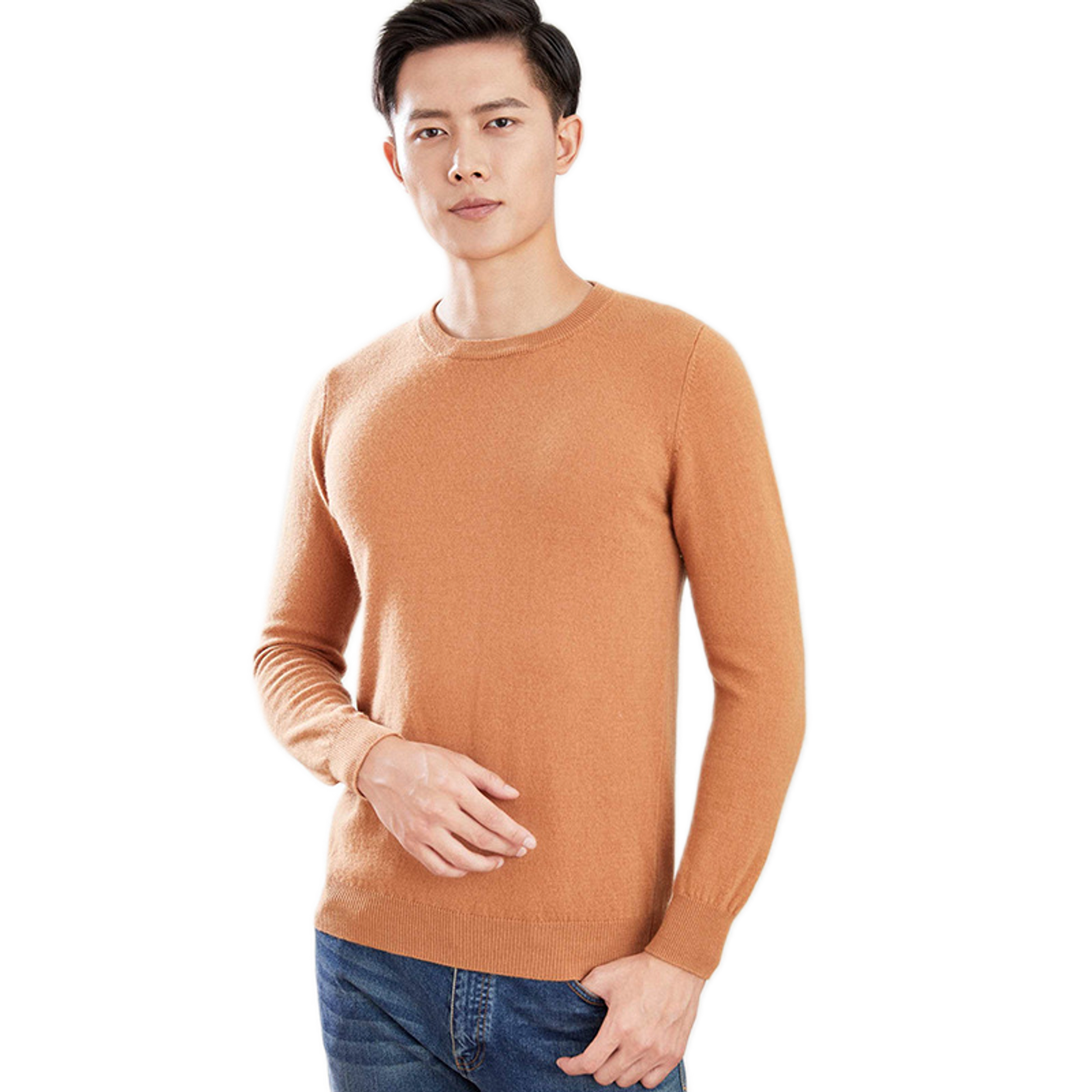 Sweater de lana hombre color café anaranjado