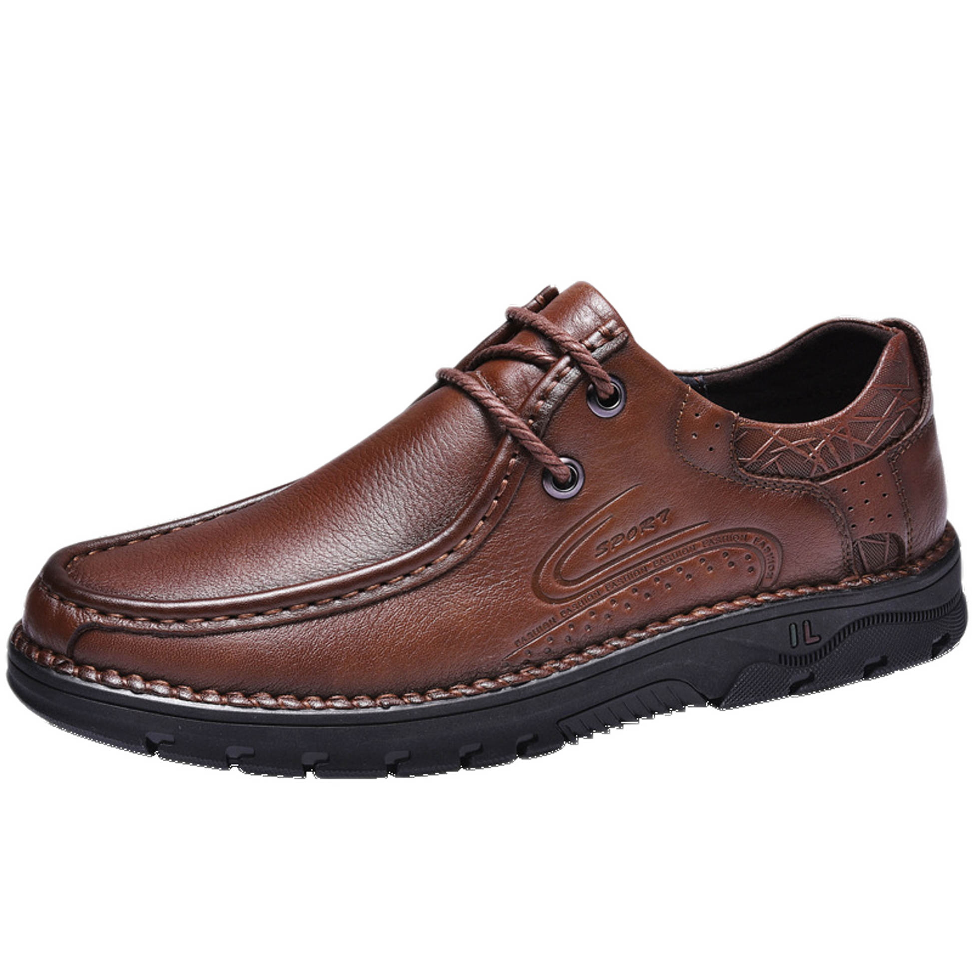 Zapato casual de cuero hombre color café, low-top