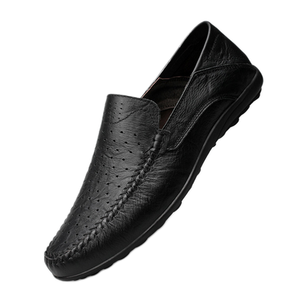 Mocasín de cuero hombre color negro, transpirable