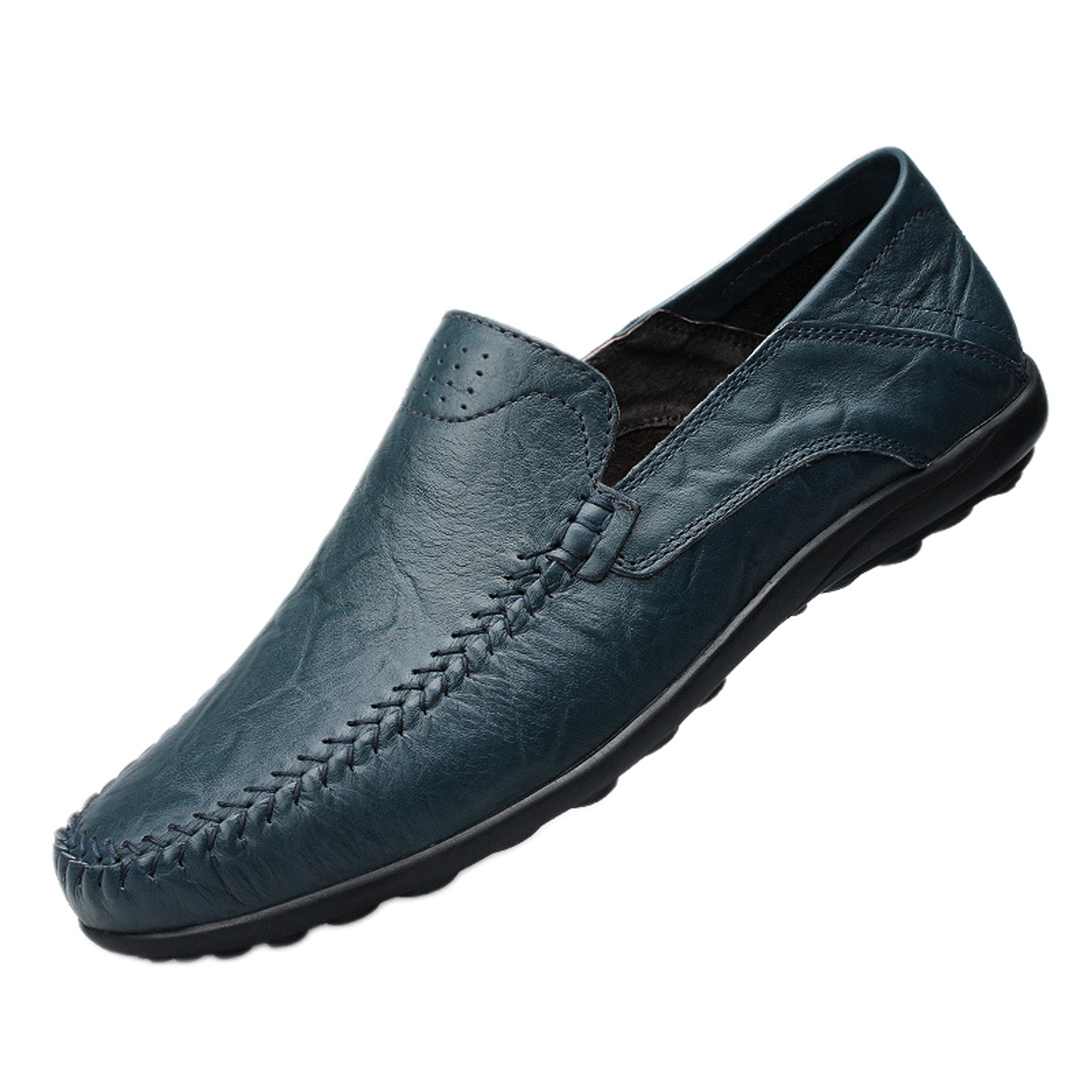 Mocasín de cuero hombre color azul