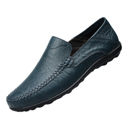 Mocasín de cuero hombre color azul