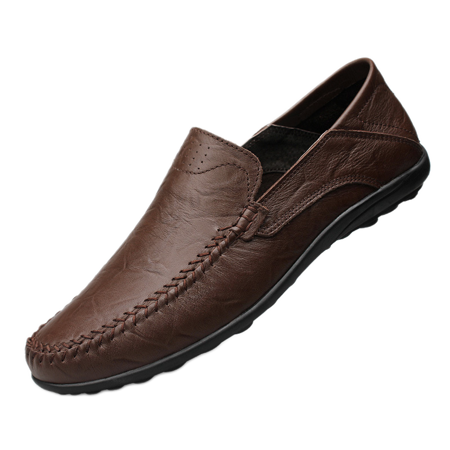 Mocasín de cuero hombre color café oscuro
