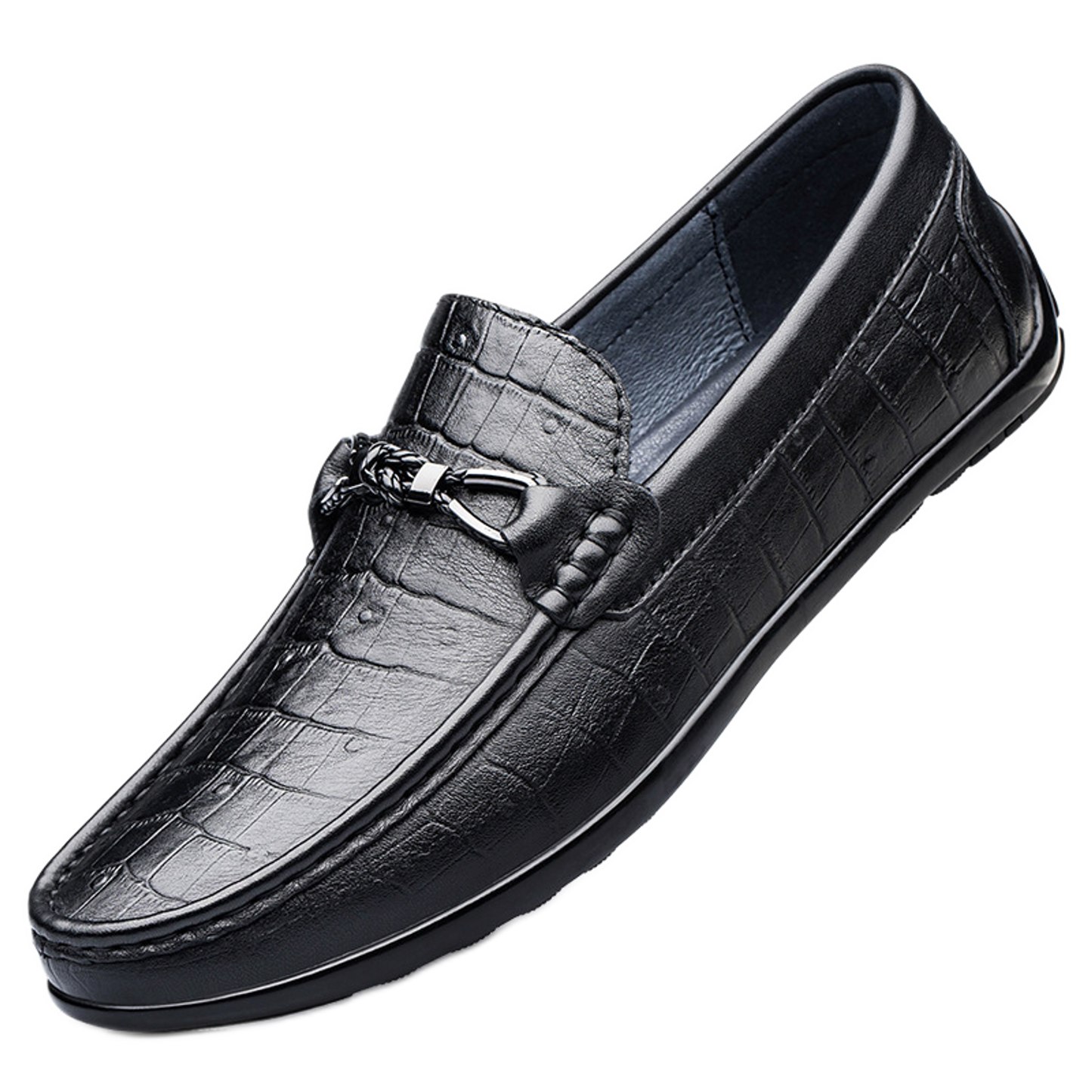 Mocasín de cuero hombre color negro
