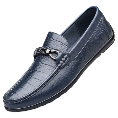 Mocasín de cuero hombre color azul