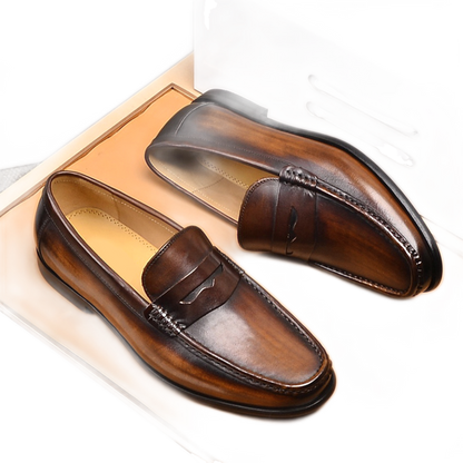 Zapato social de cuero hombre color café